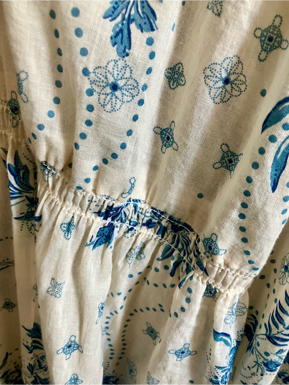 Free People Cream Maxi Dress with Blue Floral Print - Picture 7 of 9